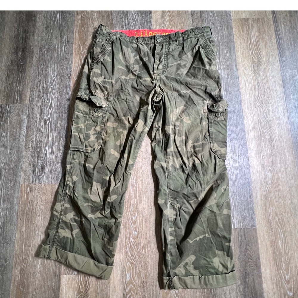Kilogram Cargo Pants Mens 42 Green Camouflage Multi Pocket Utility Relaxed Fit